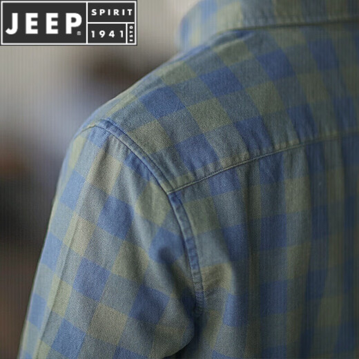 JEEP SPIRIT spring and autumn long-sleeved shirt plaid cotton shirt men's casual flannel base shirt young men's regular style 42