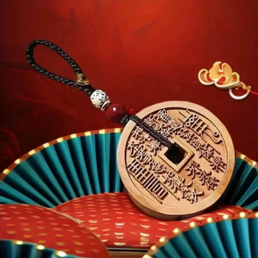 Good quality real peach wood male and female Pixiu pendants, male and female double protection of wealth, men and women car keychain pendants, double Pixiu