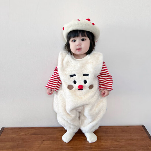 G.DUCKKIDS infant and young children's clothes quilted overalls suit autumn and winter fashionable baby fleece sweatshirt split two-piece set jumpsuit suit 90cm