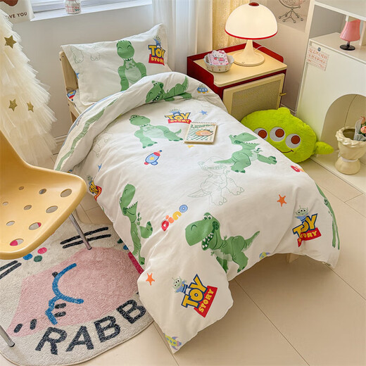 Cotton kindergarten quilt three-piece set baby nap bedding baby children's pure cotton quilt six-piece set for kindergarten Overlord Little Green Dragon soft and delicate 1.2*1.5 meters silk cotton quilt-2Jin Jin equals 0.5 kg