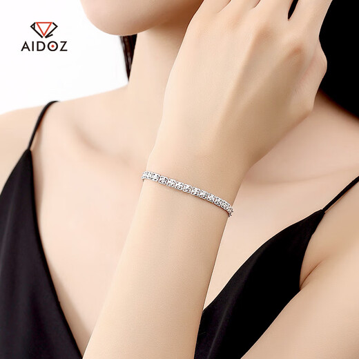Aido Diamond pt950 platinum wide square square rice bracelet for women platinum imitation diamond cut super shiny weight 7.89 grams length 16+2cm width about 4mm