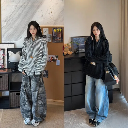 FR.YH.ZH herringbone Henry collar sweatshirt men's autumn long-sleeved bottoming shirt American heavyweight relaxed hooded jacket black (upgraded fabric) 2XL