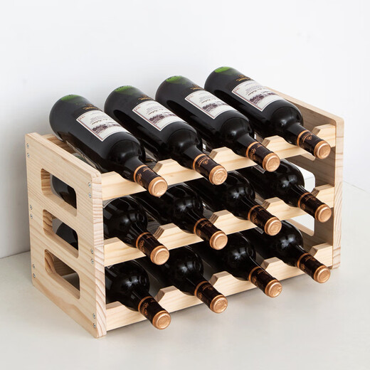 Tanbeiman red wine display rack solid wood red wine rack home creative wine rack wine bottle rack red wine display rack storage wine cabinet decorative ornaments one layer of log color 4 bottles
