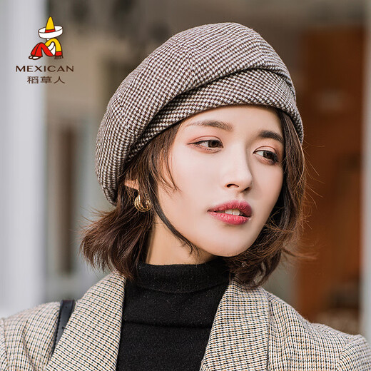Scarecrow (MEXICAN) Internet celebrity beret women's Japanese autumn literary ins versatile hat for women British fashion Korean version gray one size