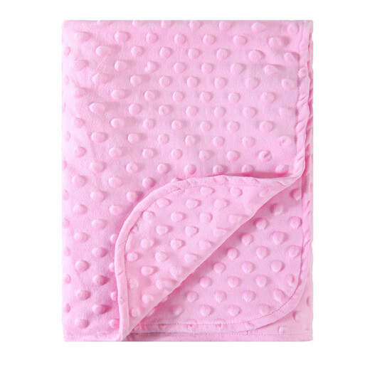 Newborn Bean Velvet Soothing Blanket Baby Double-layered Edged Pressed Foam Blanket Baby Cover Blanket Solid Color Quilt B146-White 80*100CM