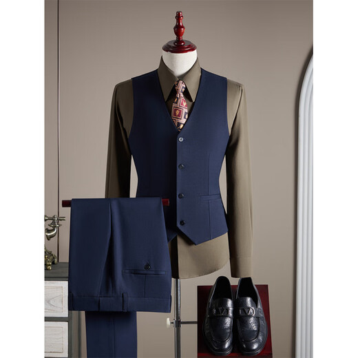 Angel Bird Haute Couture Wool Suit Suit Men's Wedding Dress High-End Business Professional Slim Formal Groom's Suit Black (Single Suit) M