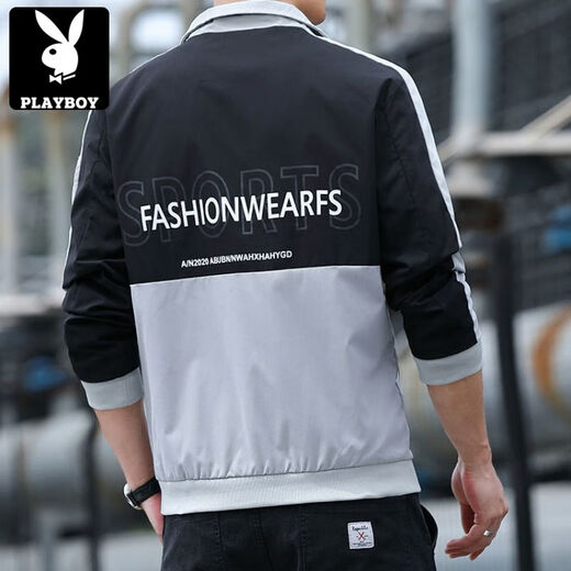 花花公子（PLAYBOY）短款风衣外套男士春秋季2025新款潮流帅气百搭上衣服男装春装夹克 5201【春秋】黑色 薄款 M 【建议85-斤左右】
