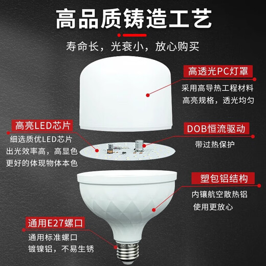 Biuyum led bulb factory warehouse high power energy saving bulb high brightness three proof bulb 50w E27 screw white light 6000k
