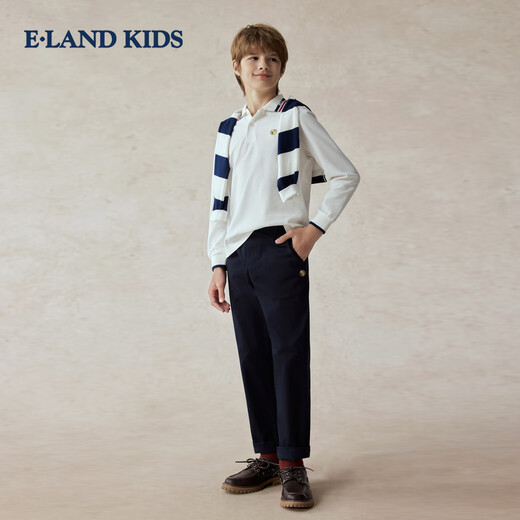 E LAND KIDS antibacterial children's clothing boys' T-shirt new casual embroidered POLO shirt Navy/59 170