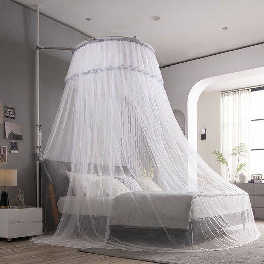 Yusenyi Tiandi Pole Mosquito Net Round Ceiling Princess 18m Bed Home Bedroom Telescopic Bracket 2 Meters The diameter of the mosquito net dome is 1.2 meters, one-size-fits-all, you can choose any size when placing an order. Width 0.9, length 2.0