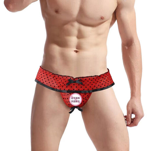 Men's Sexy Underwear T-Pants T-Pants Mesh Open Crotch Skirt Underwear Sexy Fabric Soft Red One Size