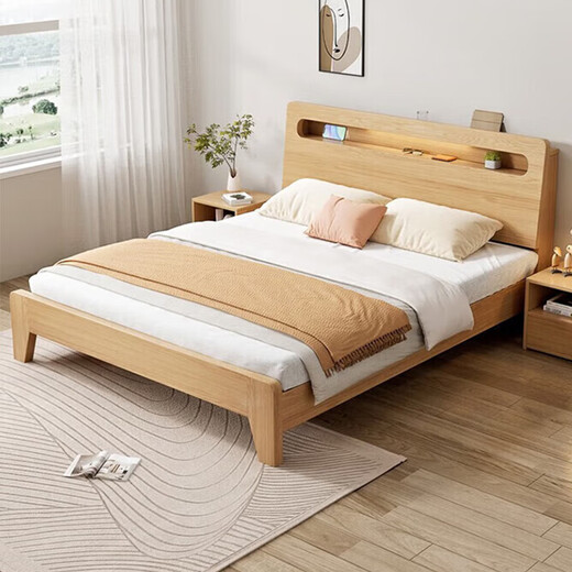 Tongxinya solid wood bed double bed master bedroom king bed pure solid wood 1.5 meters 1.8 meters single bed rental house bed wedding bed single bed (recommended by the store manager) 1.5*2 meters