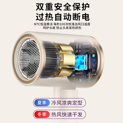 High-speed hair dryer, foldable dormitory hair dryer, home silent negative ion high-power non-harming hair constant temperature hair care barber shop hair dryer space gray 1800W wind power upgrade + double-layer insulation