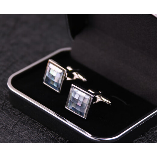 Lieshang French cufflinks for men's shirts, business formal wear, metal cuff nails, dress shirt sleeve nails, gift box shell cufflinks, deep sea abalone shell cufflinks_blue