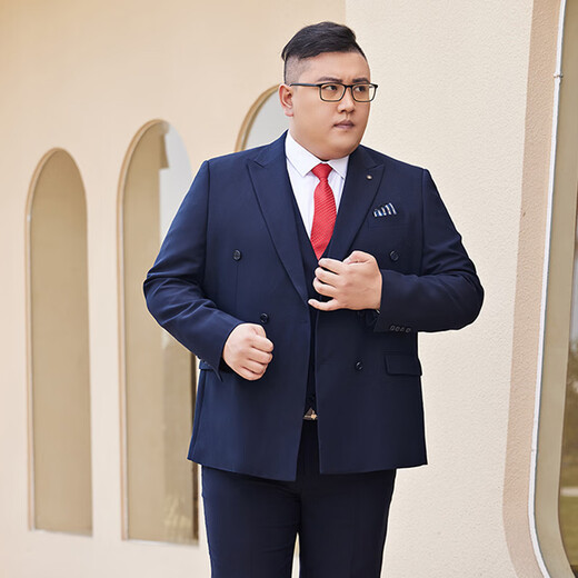 SAINT ANGELO large size suit men's suit formal black double-breasted lapel plus fat and fattening groom's wedding black 18156 (single suit jacket) XL 180