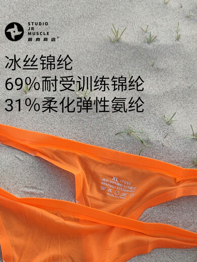 Paloma hot ice silk men's thong thin translucent sexy silky bottoming underwear orange PT shop owner struggling M