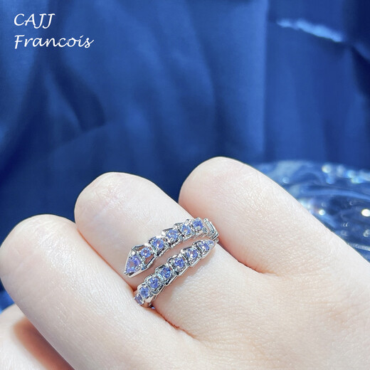 CAJJ Francois tanzanite snake ring 925 silver natural colored treasure luxury snake ring gift for self-wear design Hong Kong 13#