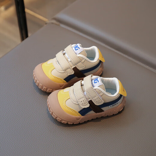 Ginoble 2025 new boys autumn and autumn non-slip soft sole breathable functional shoes infants and toddlers shoes women's shoes trendy Mai H618 Khaki 14 cm inner length 23 size