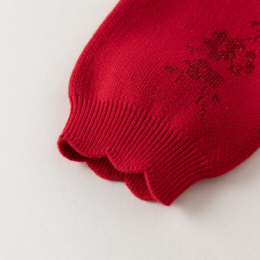 DAVE&BELLA Girls' National Style Dress Autumn and Winter Children's Style Mesh Dress Baby New Year's Dress