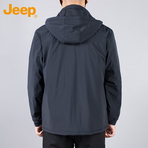 Jeep (JEEP) jacket men's autumn and winter executive hooded business casual dad middle-aged clothes men's navy XL