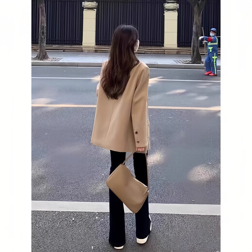 CEENIU small suit jacket women's 2025 spring and autumn new style small high-end street-friendly loose Korean casual suit black L