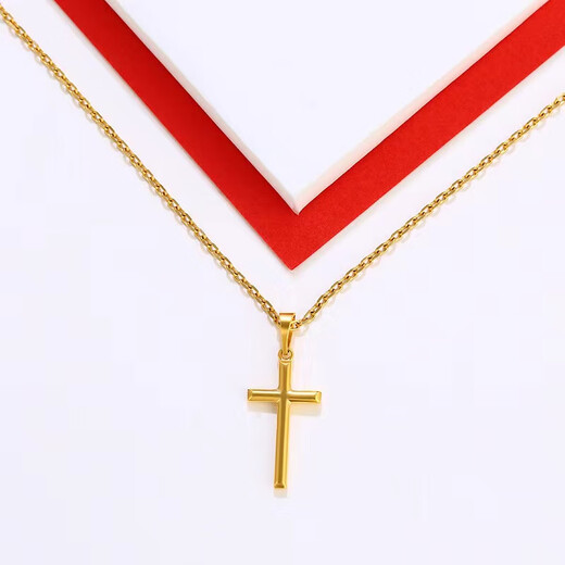 Tongrubi Nine Years Good Store Anti-proof Gold Necklace Women's Cross Pendant Necklace Simple Fashion Couple Pendant Knot Free Exquisite Gift Box
