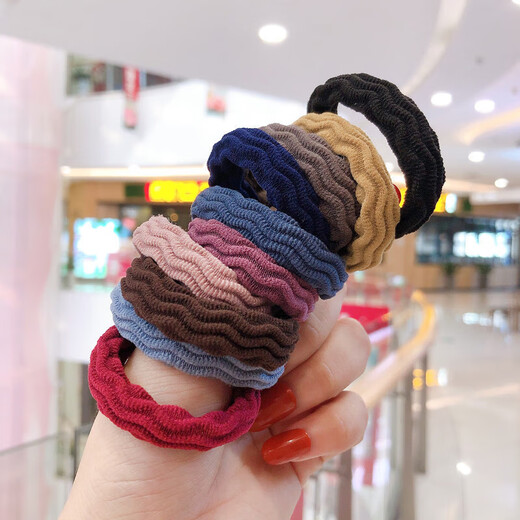 Million sales thick high-elastic rubber band basic hair tie simple towel ring headband for women seamless and does not hurt hair 10-color towel ring pattern random-30 pieces