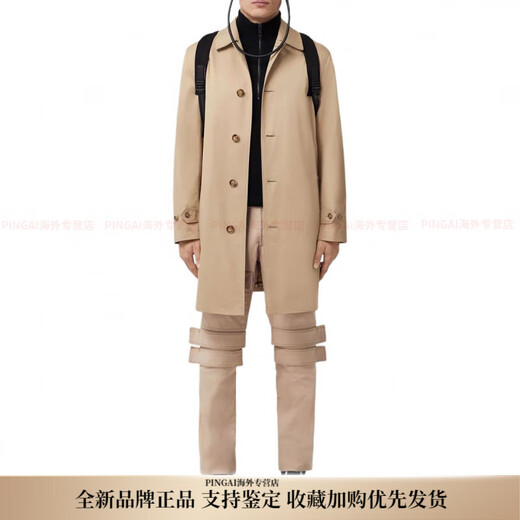 BURBERRY solid color single-breasted mid-length lapel long-sleeved windbreaker for men, tan New Year gift, tan, one size fits all 50