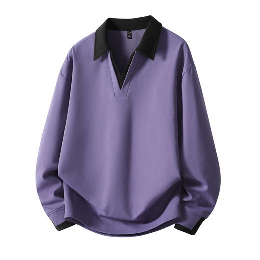 Catman American lapel color-blocked long-sleeved sweatshirt for men 2025 autumn and winter new loose casual fake two-piece top black 2XL