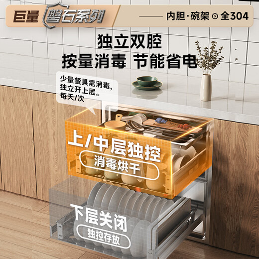 Canbo Disinfection Cabinet Embedded Three-layer 118-liter Panshi 304 Stainless Steel Home Kitchen Tableware Bottle Drying and Disinfection Cupboard XDZ118-EMT PRO National Subsidy