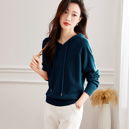 Shexi (Srcr) pure wool sweater autumn and winter all wool hooded sweater 100% wool urban casual sweater sweater