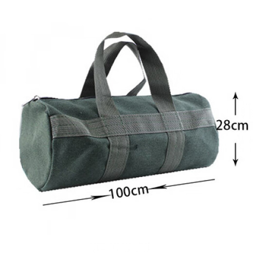 Kaosen canvas hardware tool storage portable large-capacity storage bag wear-resistant thickened canvas hardware tool bag green round bag 24*11cm