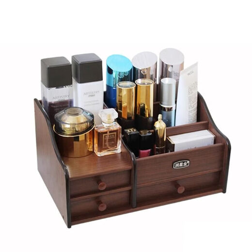 Desktop wooden storage box home coffee table drawer type lipstick makeup and skin care product organizer box dressing table storage rack lotus root pink storage box