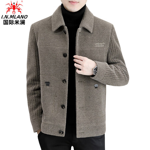 International Milan official brand men's high-end woolen jacket autumn and winter new thickened warm woolen casual jacket 79906 camel color - cotton (gift box) thickened XL 130Jin Jin is equal to about 0.5 kg