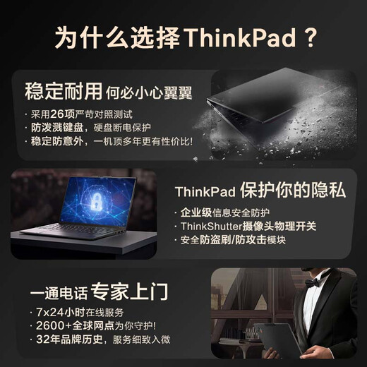 ThinkPad T14P 联想笔记本电脑AI PC酷睿ultra9小红帽高性能工程师高端商务办公设计建模移动工作站手提ibm ultra9-185H 32G 2T固态 升级版 100%DCI-P3顶级色域丨120Hz高刷