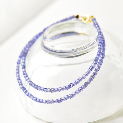 Beimixing Tanzanite Bracelet Women's East China Sea Crystal Agate Jade Sugar Cube Bead Necklace Blue Gemstone Bracelet Bead Diameter About 2mm - Hand Circumference About 14cm