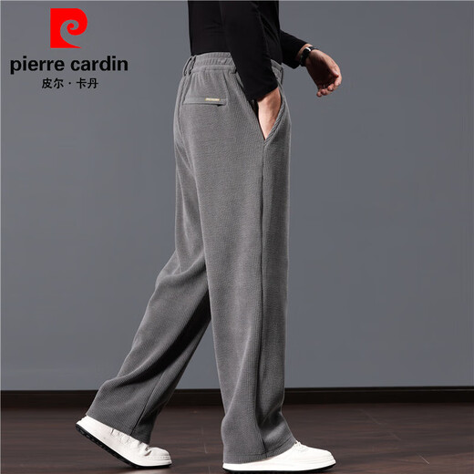 Pierre Cardin Autumn and Winter Chenille Striped Open Placket Casual Pants Men's Loose Thickened Wide Leg Pants Plus Velvet Warm Sports Pants 10206 Dadika (Winter) Plus Velvet M Suitable for 120-140Jin Jin is equal to about 0.5 kg