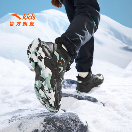 ANTA Children's Cotton Shoes for Men and Women 2025 Autumn and Winter New Fashion Knob Buckle Wear-Resistant Anti-Slip Outdoor Snow Boots Store Manager Recommends Black-3 33 Shoe Inner Length 20.5cm