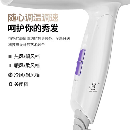 Xiaoya (XIAOYA) foldable quick-drying hair dryer student dormitory hotel negative ion household high-power hot and cold hair dryer high-speed hair dryer high-power motor Biao wind level - Smart White 800W dormitory folding + 5 billion blue light ion hair care