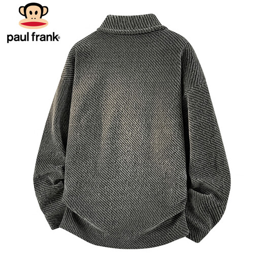 Paul Frank Jacket Men's Autumn and Winter American Jacket Men's Loose Casual Cardigan Top Men's Dark Gray 2XL