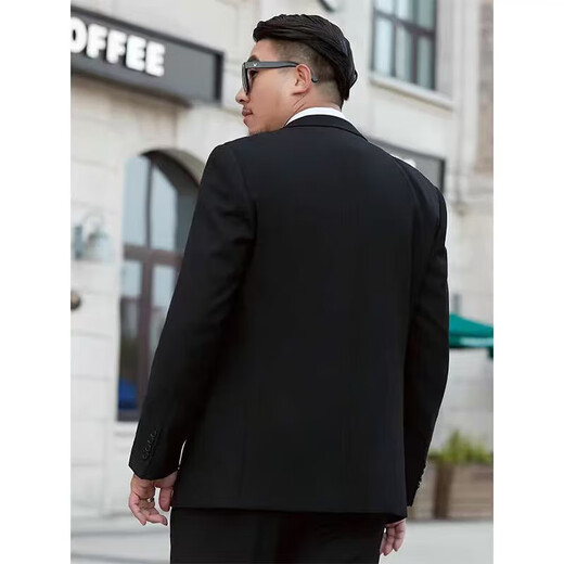 Luo Meng plus size suit men's suit plus fat plus fat business formal suit jacket wedding black loose spring and autumn new style two-button pure black single suit jacket + tie no trousers four seasons 6XL /200 recommended 205-225Jin Jin equals 0.5 kg