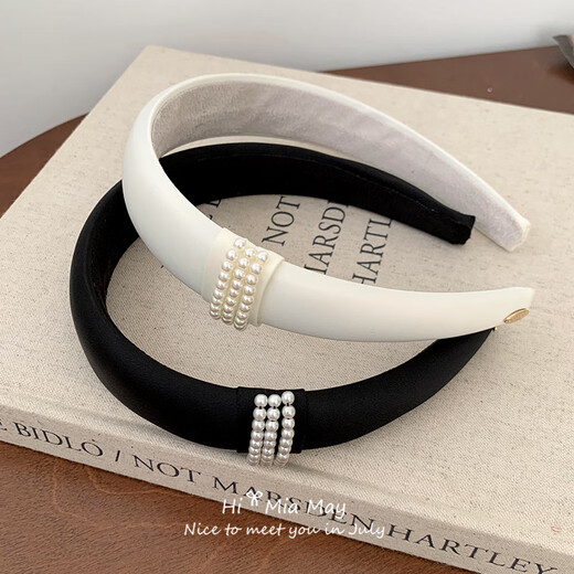 May I be dazzling in two lifetimes, Zhao Lusi's same style headband for women, black beaded style, 2025 new style, high-end, foreign style, light luxury headband, black beaded headband