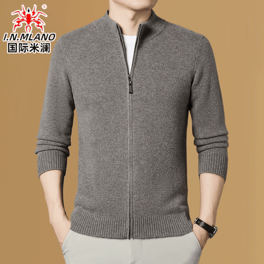 International Milan Men's 100 Pure Wool Cardigan Jacket 2025 Autumn and Winter New Middle-aged Casual Loose Wool Jacket Dad's Wear Mitu/Gift Box Thickened XL Recommended 130-155 Jin Jin equals 0.5 kg