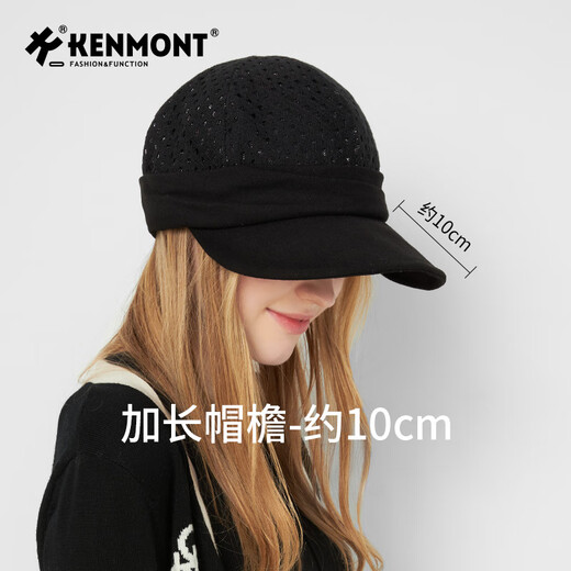 Kenmont autumn and winter lace hollow double-layer cotton upgraded duck beret female British fashion new painter hat black M suitable for head circumference_55c-58cm (adjustable)
