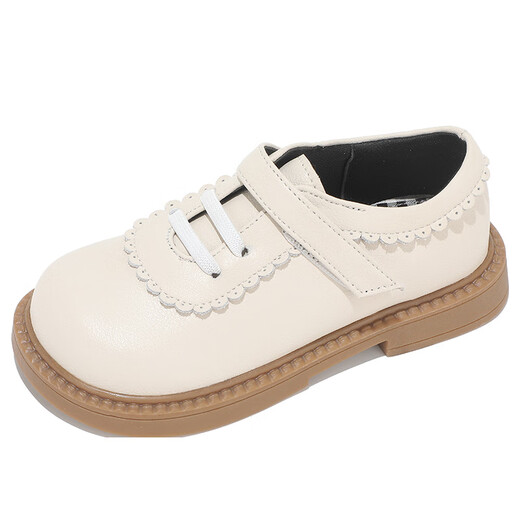 Shepherd Niu (MUTONGNIU) genuine leather girls' leather shoes new spring and autumn baby girl princess big child British children's leather single shoes off-white 24