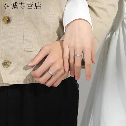 KZD Old Phoenix 999 sterling silver gardenia couple ring, a pair of living mouths, adjustable, niche and versatile, gardenia ring, couple, same style, same style jewelry box packaging