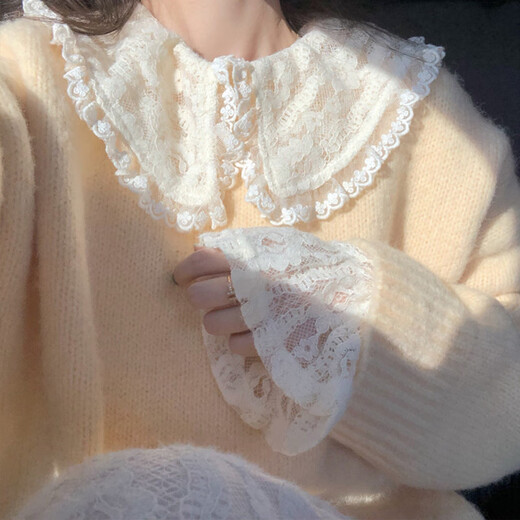 Oubaixi soft and waxy sweater women's autumn and winter thickened coat 2026 new style lazy style loose inner top sweater for small people, cream yellow, one size fits all, recommended 80-130 Jin Jin equals 0.5 kg