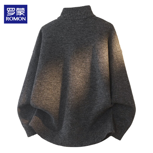 ROMON heavyweight stand-up collar wool sweater men's autumn and winter warm base cardigan zipper jacket trendy gray XL