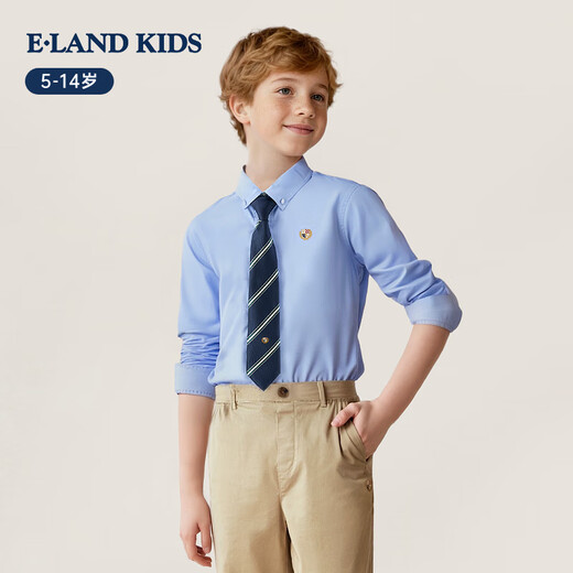 E LAND KIDS children's clothing boys' shirts 2025 autumn new college style long-sleeved performance clothes tie Ivory ivory/39 130
