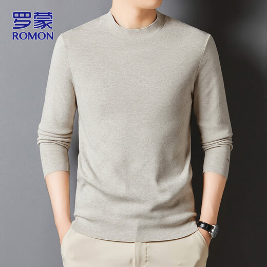 ROMON sweater men's autumn and winter casual round neck sweater solid color long-sleeved bottoming shirt men's versatile men's warm top